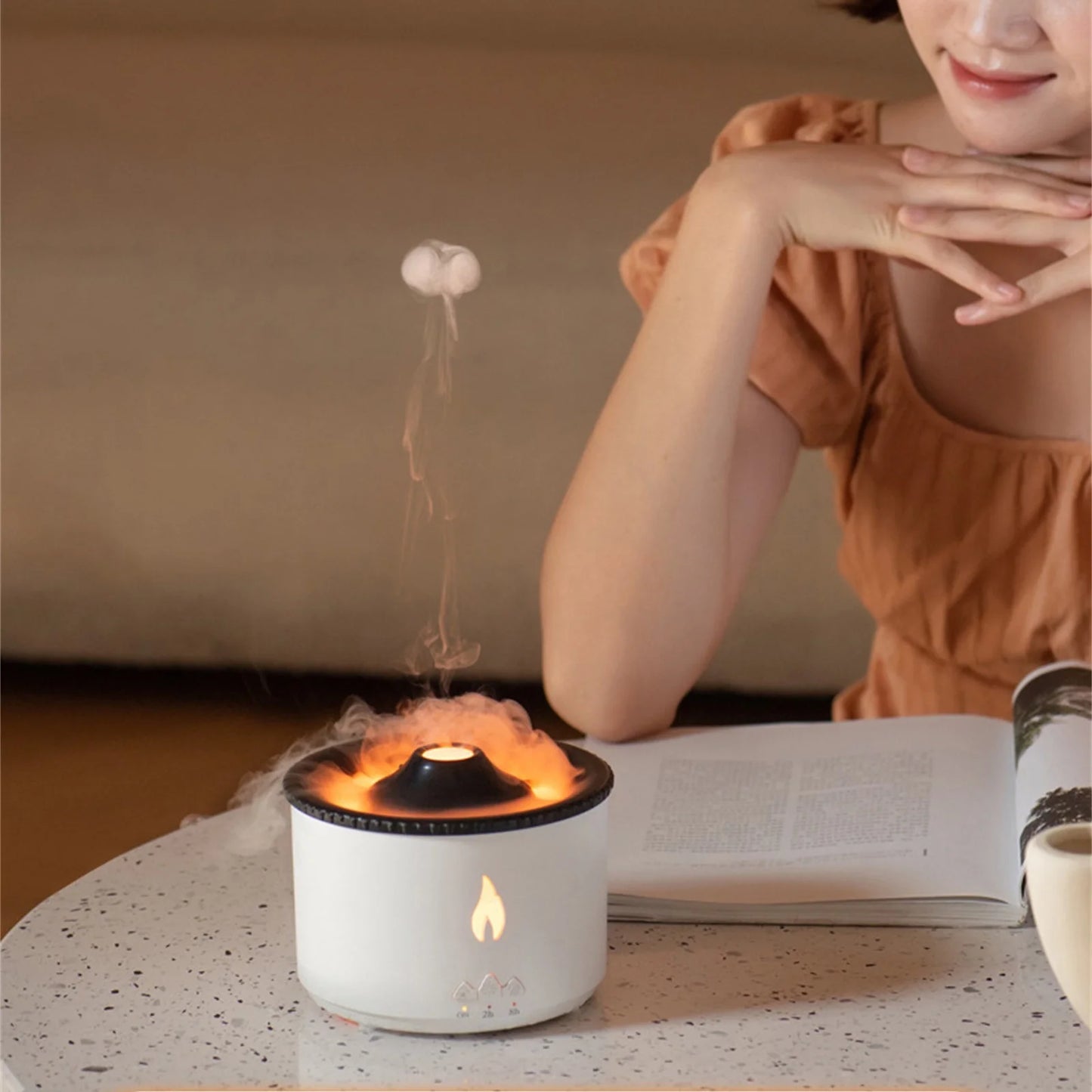 Flame Humidifier Mute Aromatherapy Machine Bedroom Lighting Large Fog Volume Air Diffuser Aromatherapy Machine