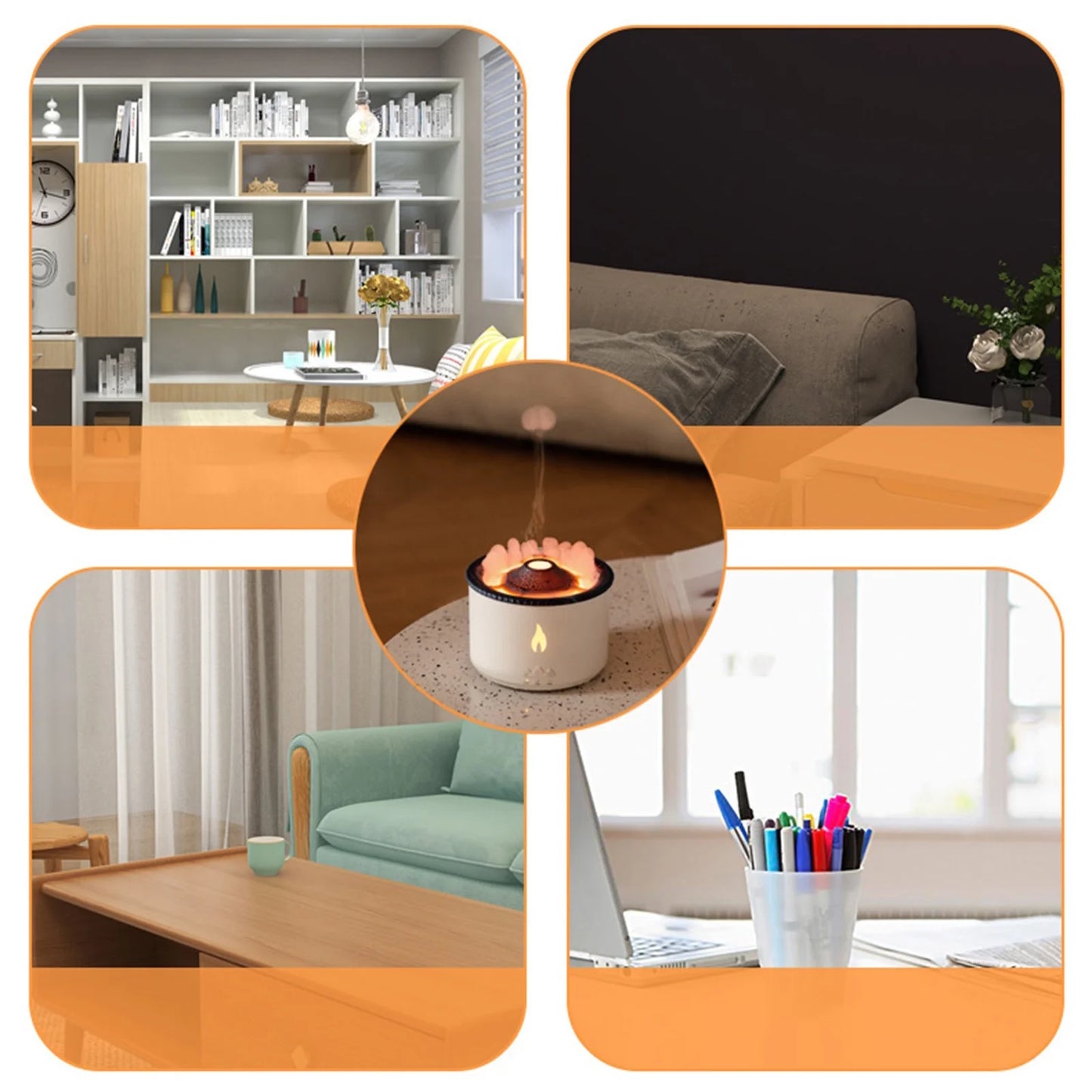 Flame Humidifier Mute Aromatherapy Machine Bedroom Lighting Large Fog Volume Air Diffuser Aromatherapy Machine