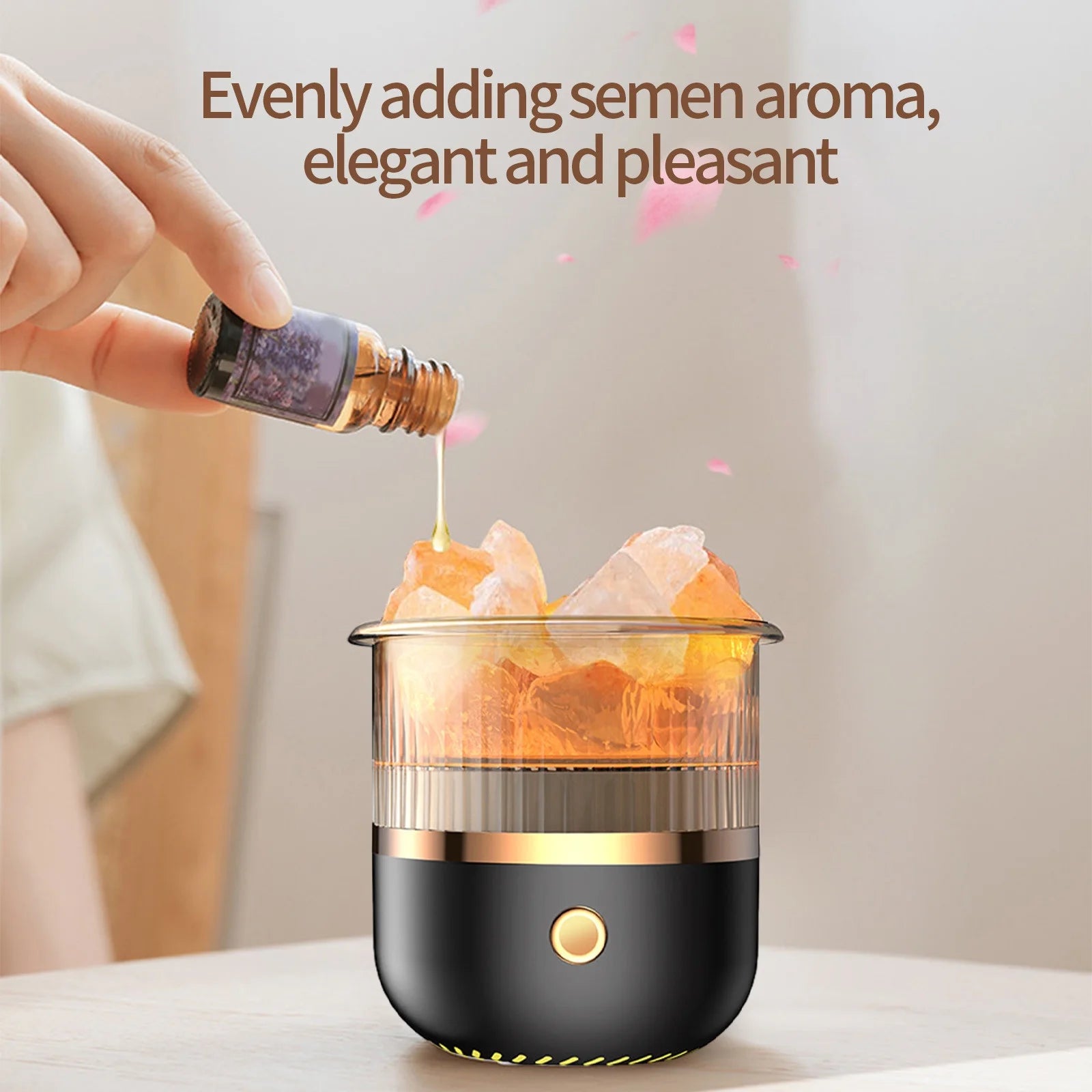 Home Gifts  Crystal Humidifier USB Essential Oil Diffuser with LED Lights Small Portable Humidifier for Home and Office Black