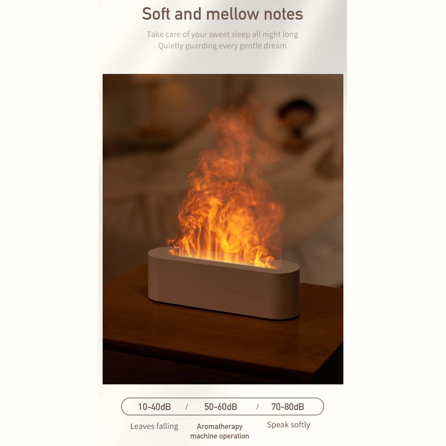 Humidifiers for Bedroom, Desktop Colorful Simulation Flame Diffuser Usb Diffuser Home Office Atmosphere Light Humidifier
