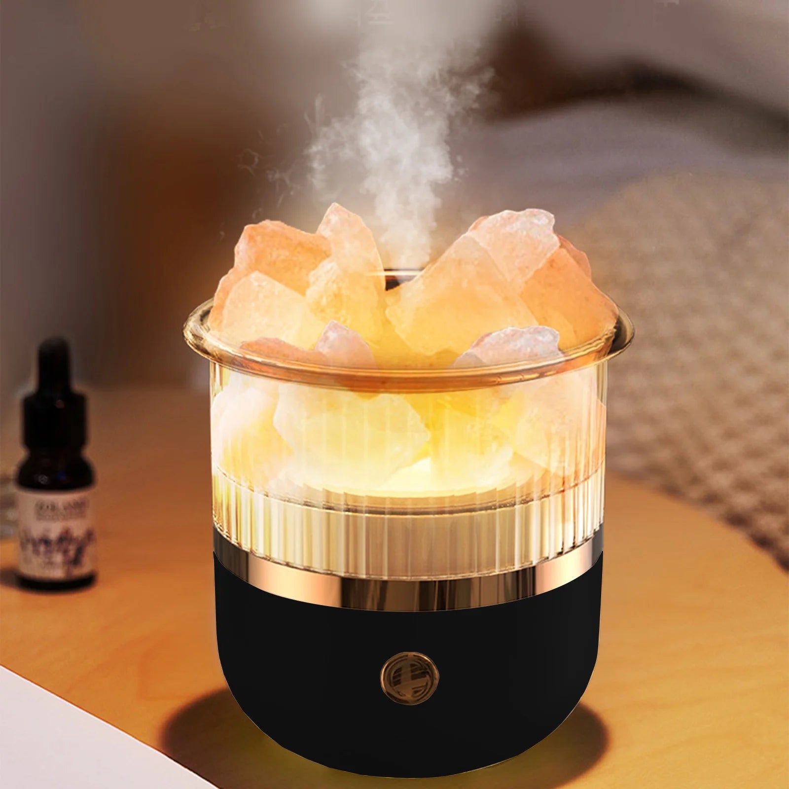 Home Gifts  Crystal Humidifier USB Essential Oil Diffuser with LED Lights Small Portable Humidifier for Home and Office Black