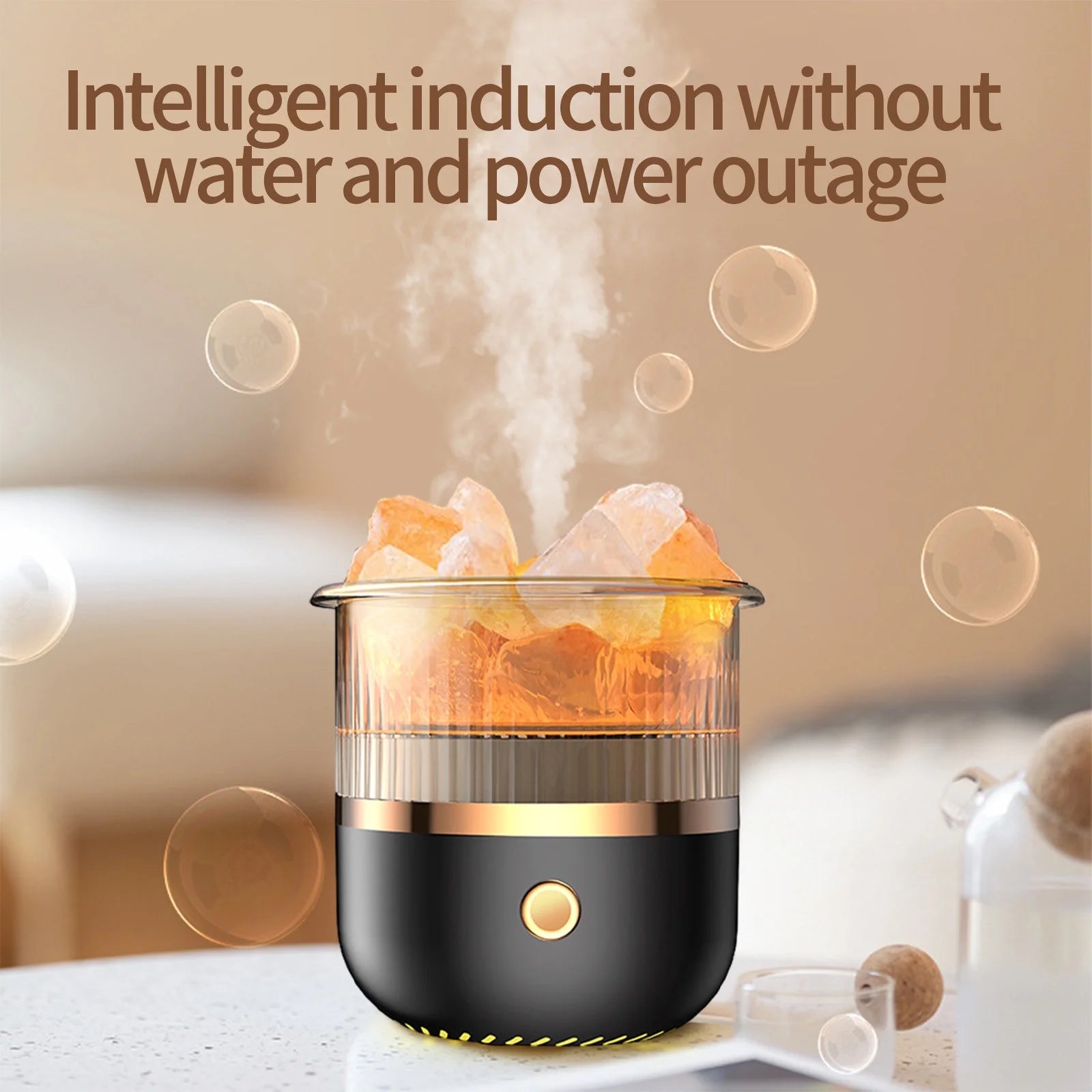 Home Gifts  Crystal Humidifier USB Essential Oil Diffuser with LED Lights Small Portable Humidifier for Home and Office Black