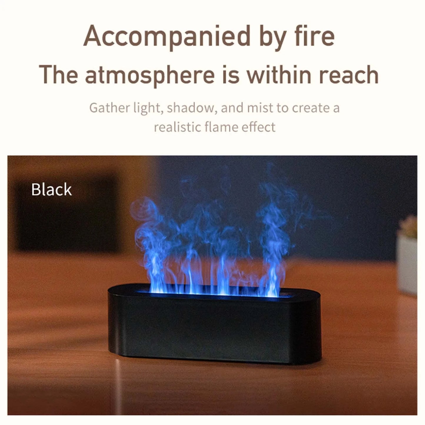 Humidifiers for Bedroom, Desktop Colorful Simulation Flame Diffuser Usb Diffuser Home Office Atmosphere Light Humidifier
