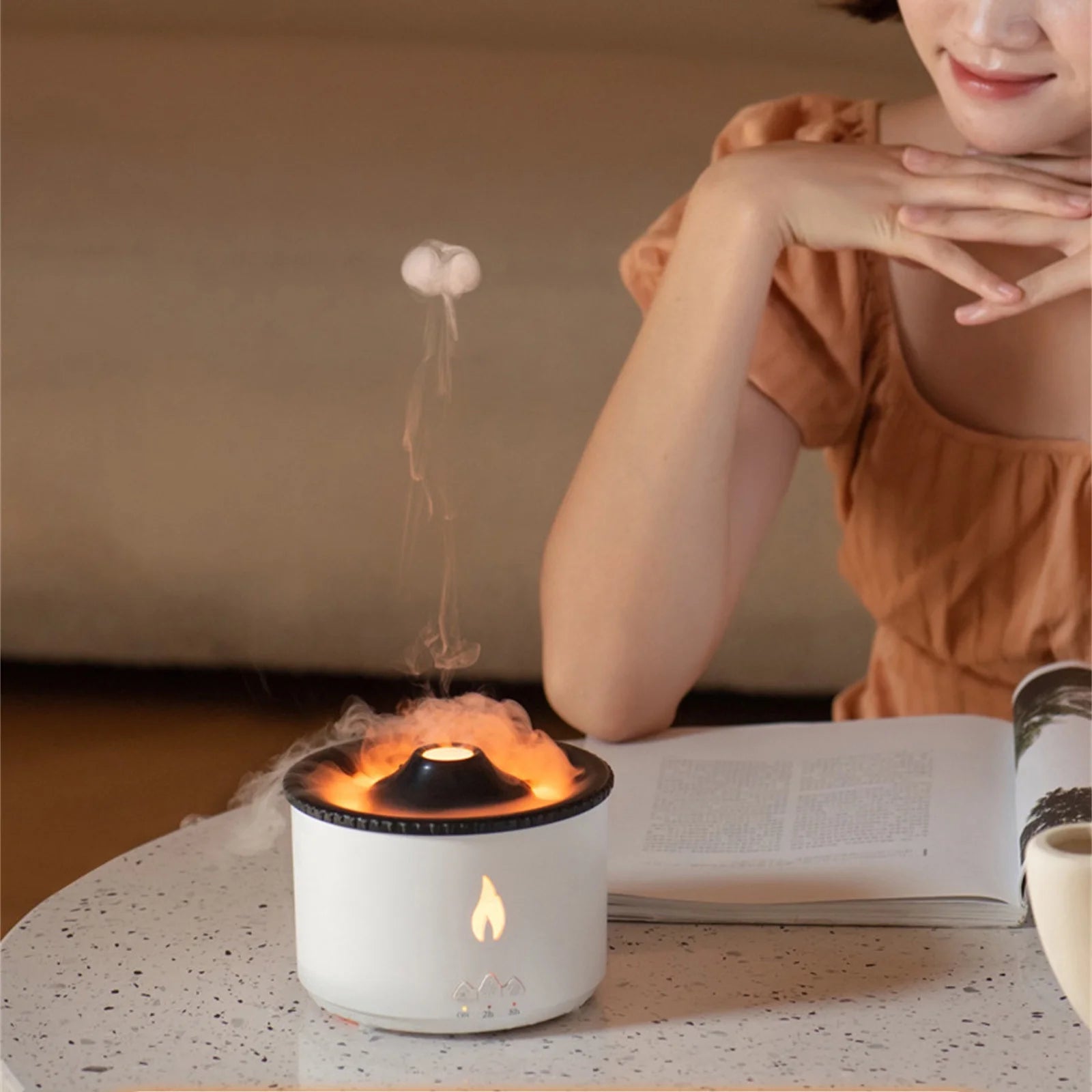 Flame Humidifier Mute Aromatherapy Machine Bedroom Lighting Large Fog Volume Air Diffuser Aromatherapy Machine