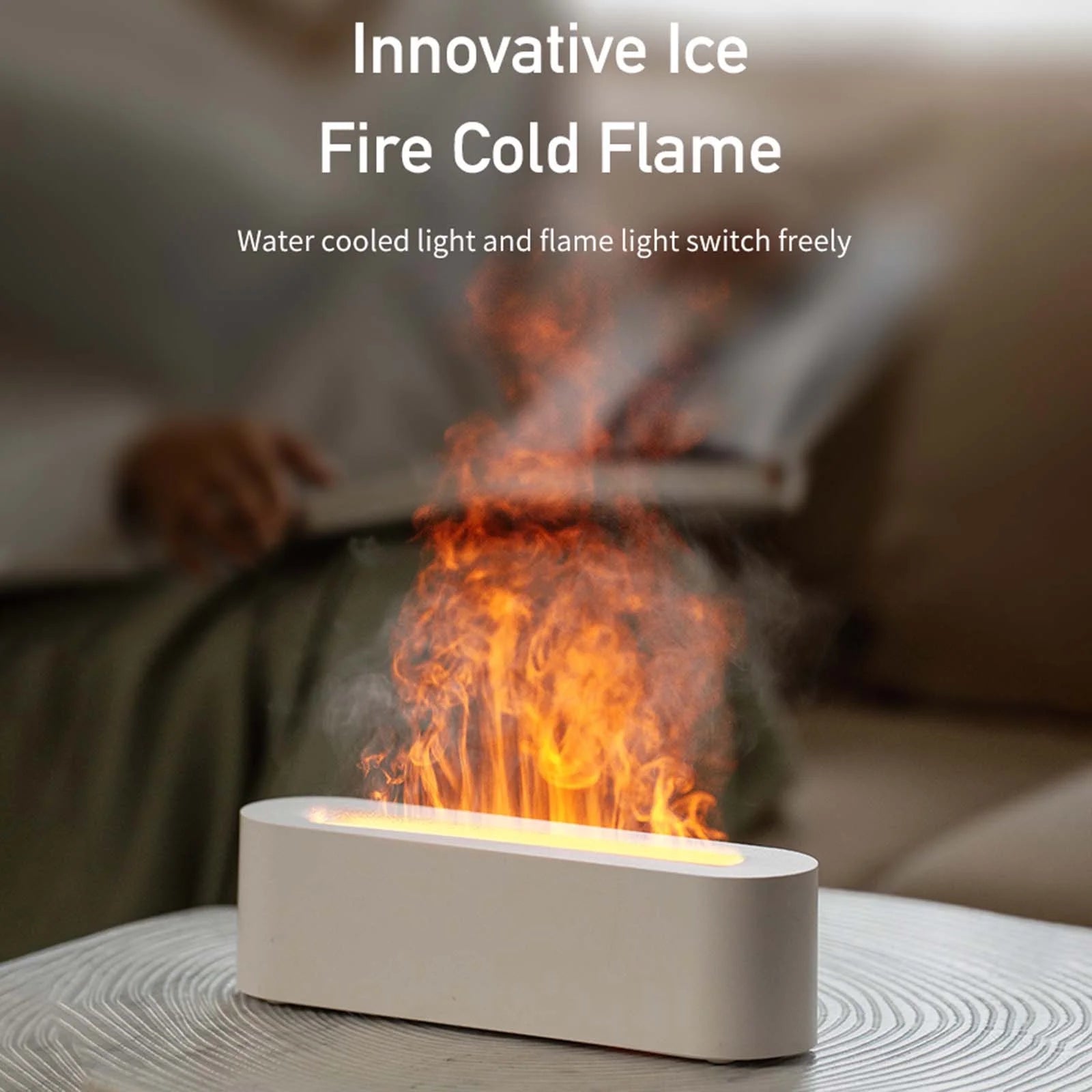 Humidifiers for Bedroom, Desktop Colorful Simulation Flame Diffuser Usb Diffuser Home Office Atmosphere Light Humidifier